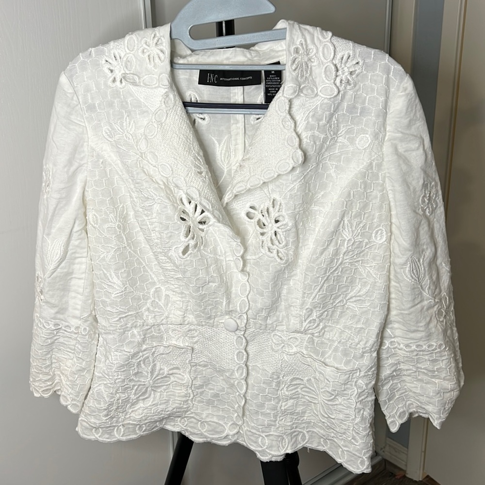 INC linen white top M